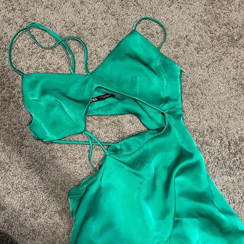 Zara Emerald Satin Top